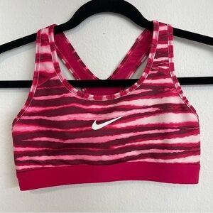 Nike Pro Sports Bra‎ Small Classic Tiger Pink Front  Logo Stretchy  Gym Workout
